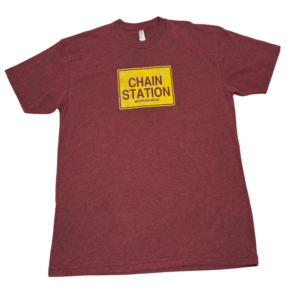 Chain Station Mountain Music Band Tee Mens XL Maroon American Apparel Bluegrass